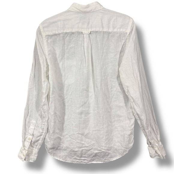 Edmmond Studios White Linen Button Down Long Sleeve Shirt - Picture 9 of 14